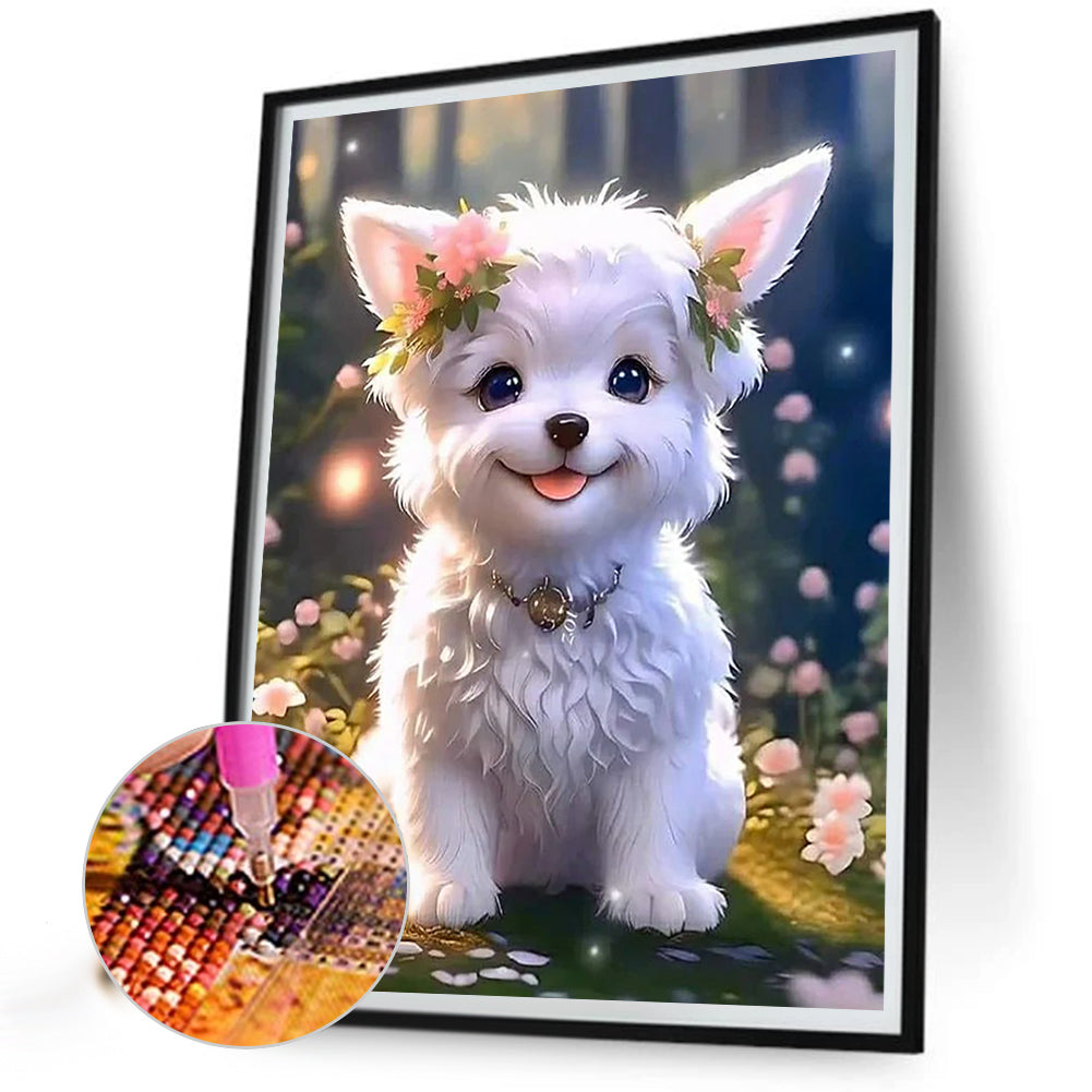 Cute Puppy - Full Round Drill Diamond Painting 30*40CM