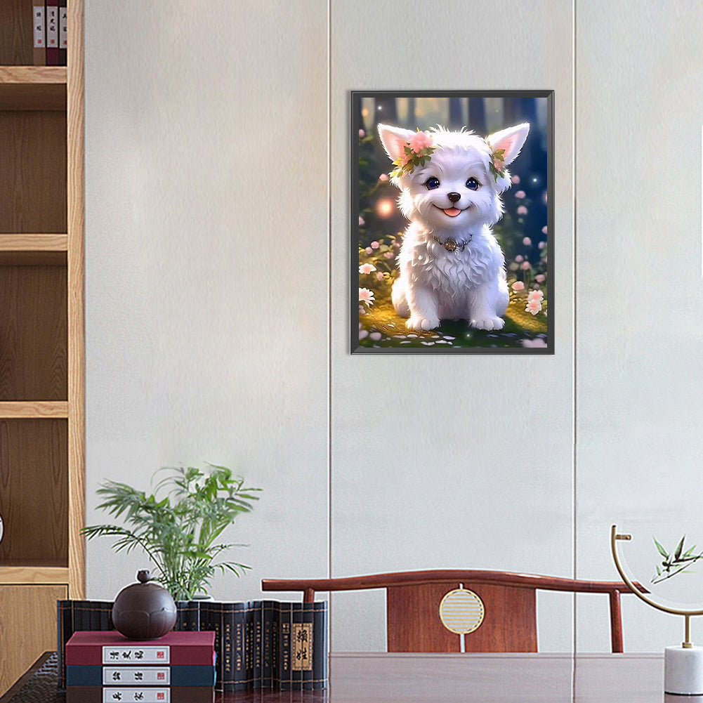 Cute Puppy - Full Round Drill Diamond Painting 30*40CM