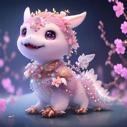Pink Crystal Dragon - Full Round Drill Diamond Painting 30*30CM
