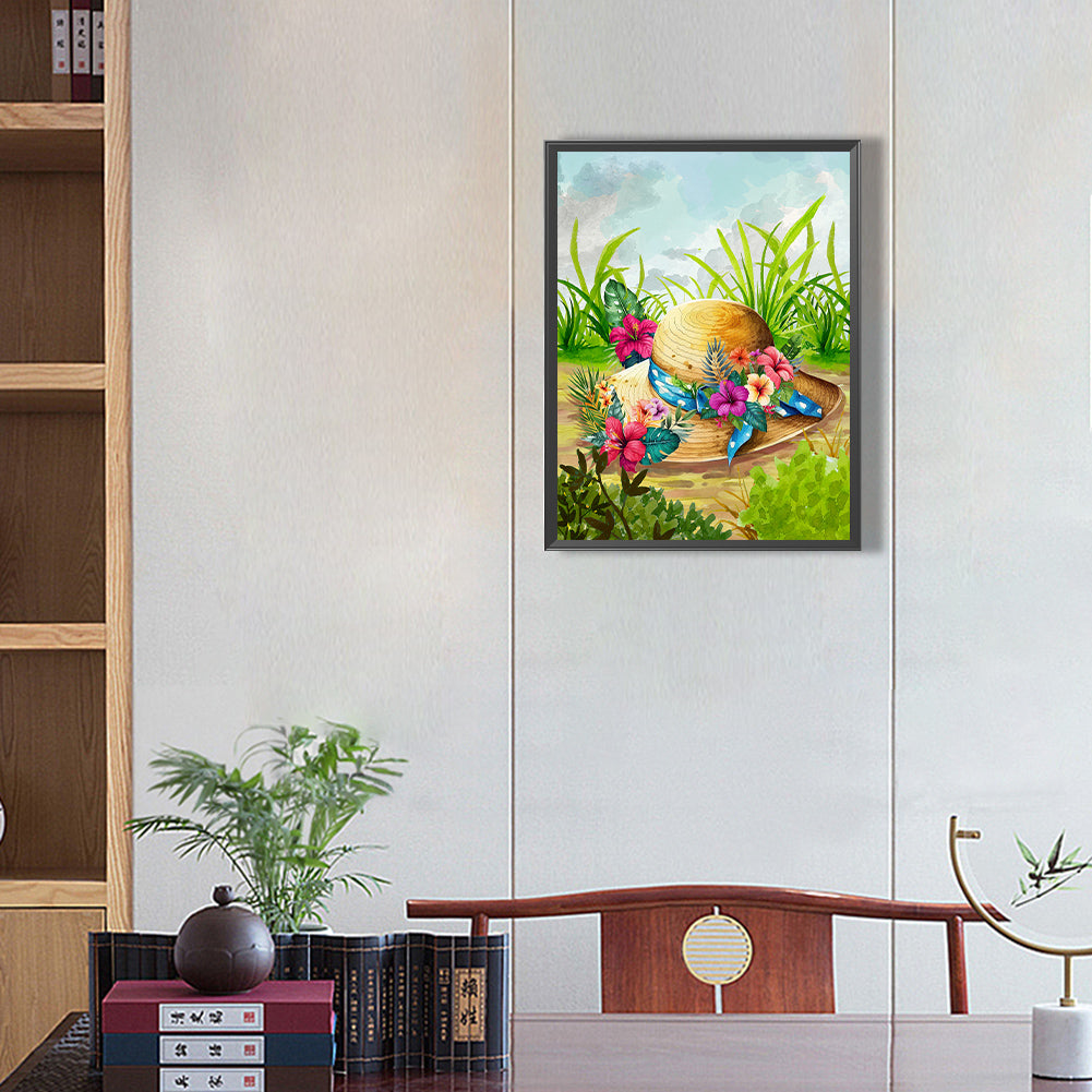 Flower Hat - Full Round Drill Diamond Painting 30*40CM