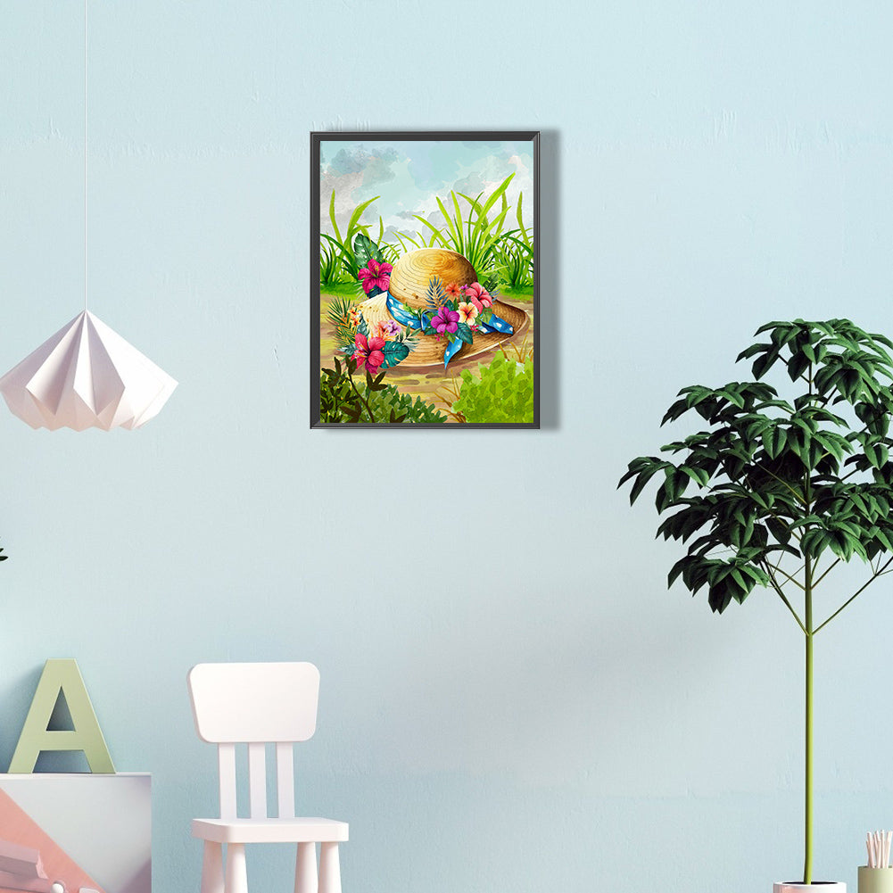 Flower Hat - Full Round Drill Diamond Painting 30*40CM