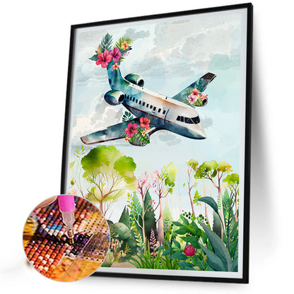 Airplane - Full Round Drill Diamond Painting 30*40CM