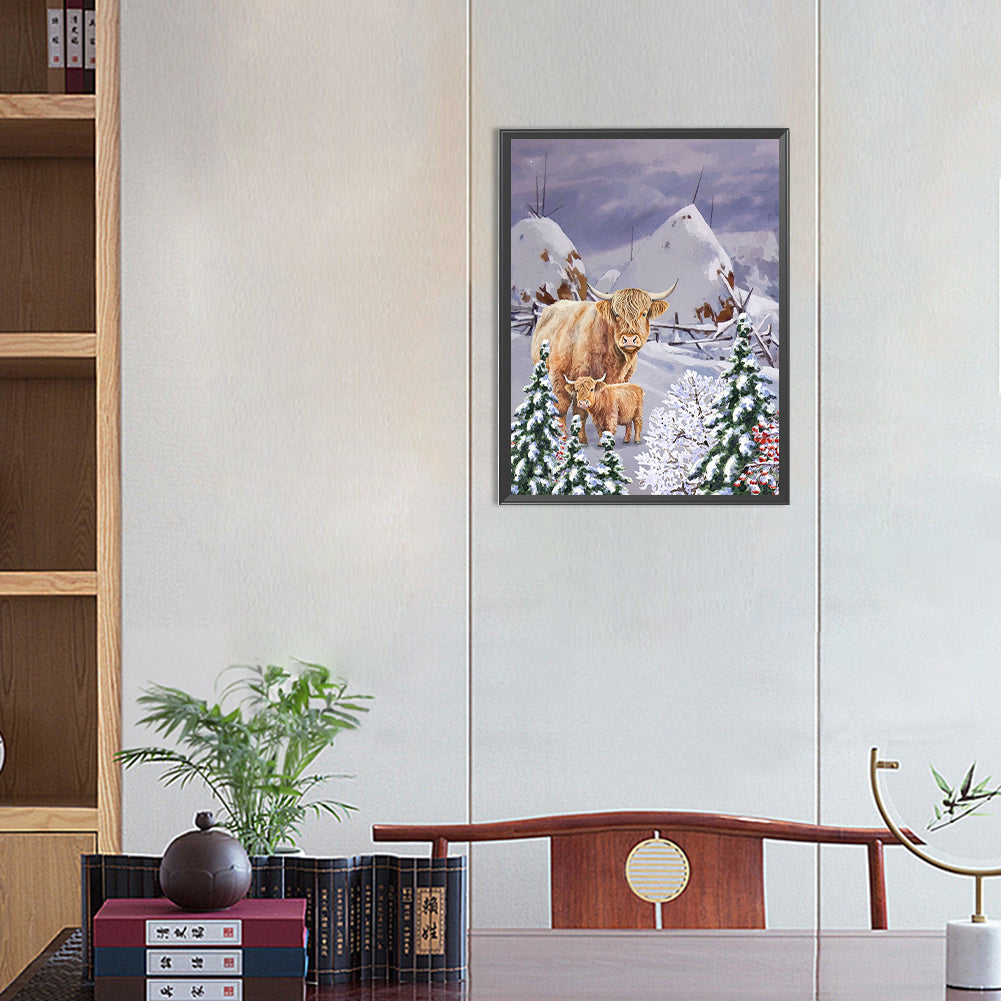 Highland Cattle - Full Round Drill Diamond Painting 30*40CM