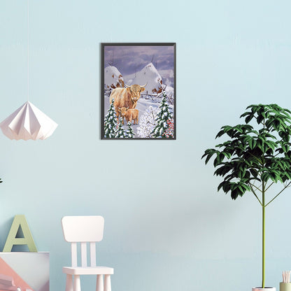 Highland Cattle - Full Round Drill Diamond Painting 30*40CM