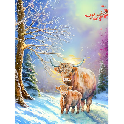 Highland Cattle - Full Round Drill Diamond Painting 30*40CM