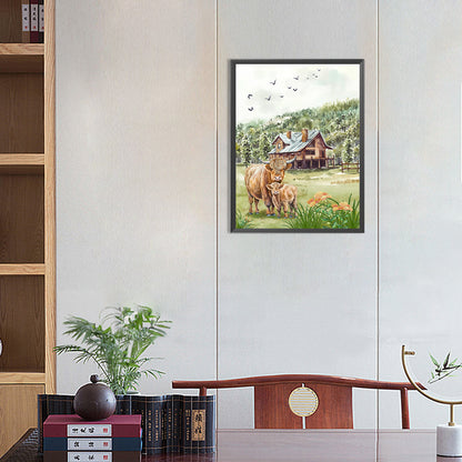 Highland Cattle - Full Round Drill Diamond Painting 30*40CM