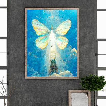Butterfly Crystal Castle - Full Round Drill Diamond Painting 30*40CM