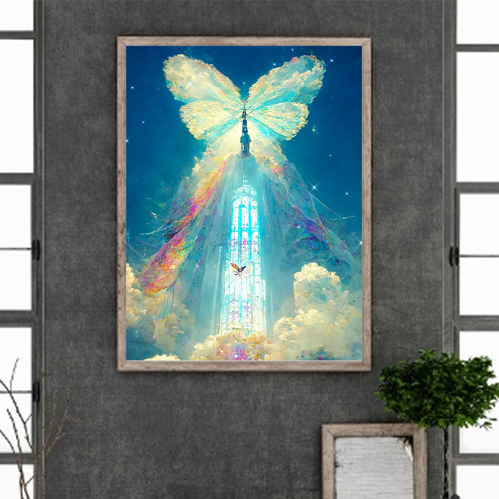 Butterfly Crystal Castle - Full Round Drill Diamond Painting 30*40CM