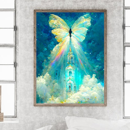 Butterfly Crystal Castle - Full Round Drill Diamond Painting 30*40CM