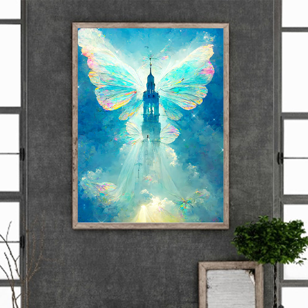 Butterfly Crystal Castle - Full Round Drill Diamond Painting 30*40CM