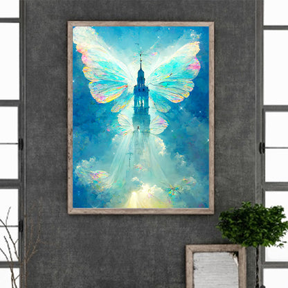 Butterfly Crystal Castle - Full Round Drill Diamond Painting 30*40CM