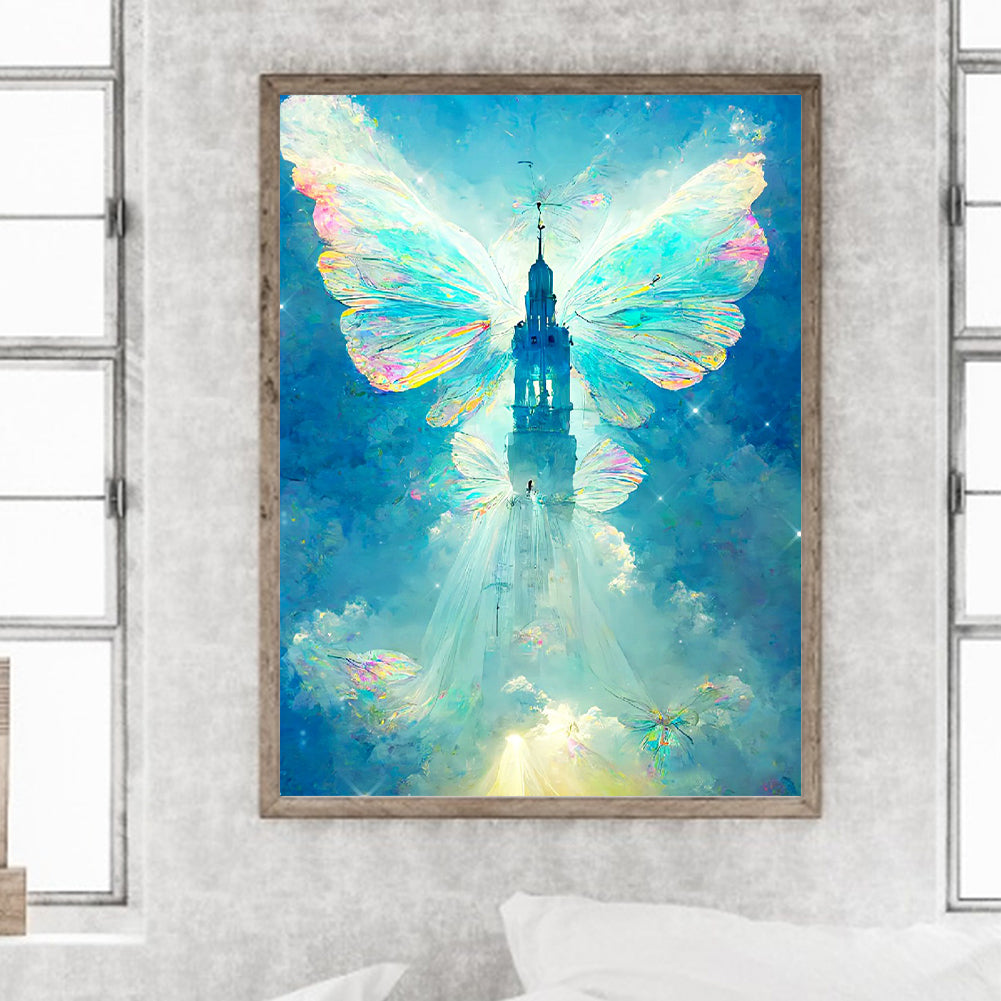 Butterfly Crystal Castle - Full Round Drill Diamond Painting 30*40CM