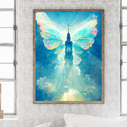 Butterfly Crystal Castle - Full Round Drill Diamond Painting 30*40CM