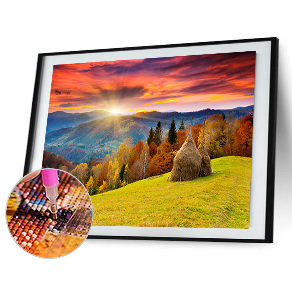 Sunrise Mountain View - Full Round Drill Diamond Painting 40*30CM