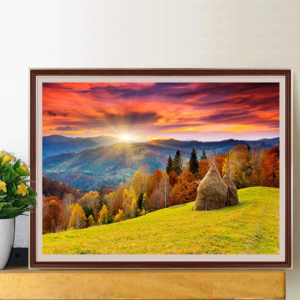 Sunrise Mountain View - Full Round Drill Diamond Painting 40*30CM