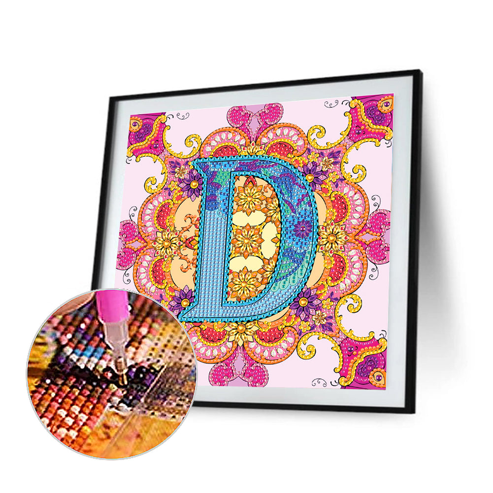 D Letter Mandala - Special Shaped Drill Diamond Painting 30*30CM