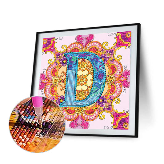 D Letter Mandala - Special Shaped Drill Diamond Painting 30*30CM