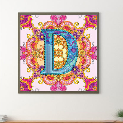D Letter Mandala - Special Shaped Drill Diamond Painting 30*30CM