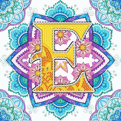 E Letter Mandala - Special Shaped Drill Diamond Painting 30*30CM