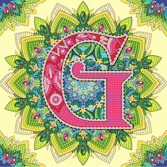 G Letter Mandala - Special Shaped Drill Diamond Painting 30*30CM
