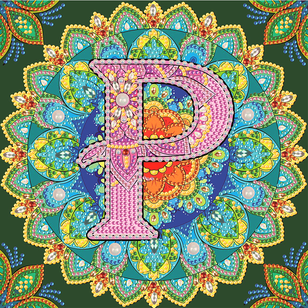 P Letter Mandala - Special Shaped Drill Diamond Painting 30*30CM