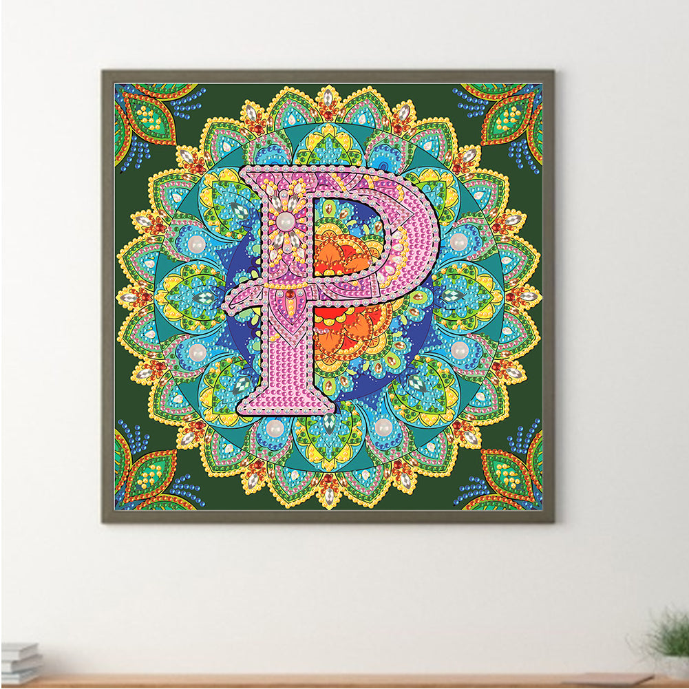 P Letter Mandala - Special Shaped Drill Diamond Painting 30*30CM