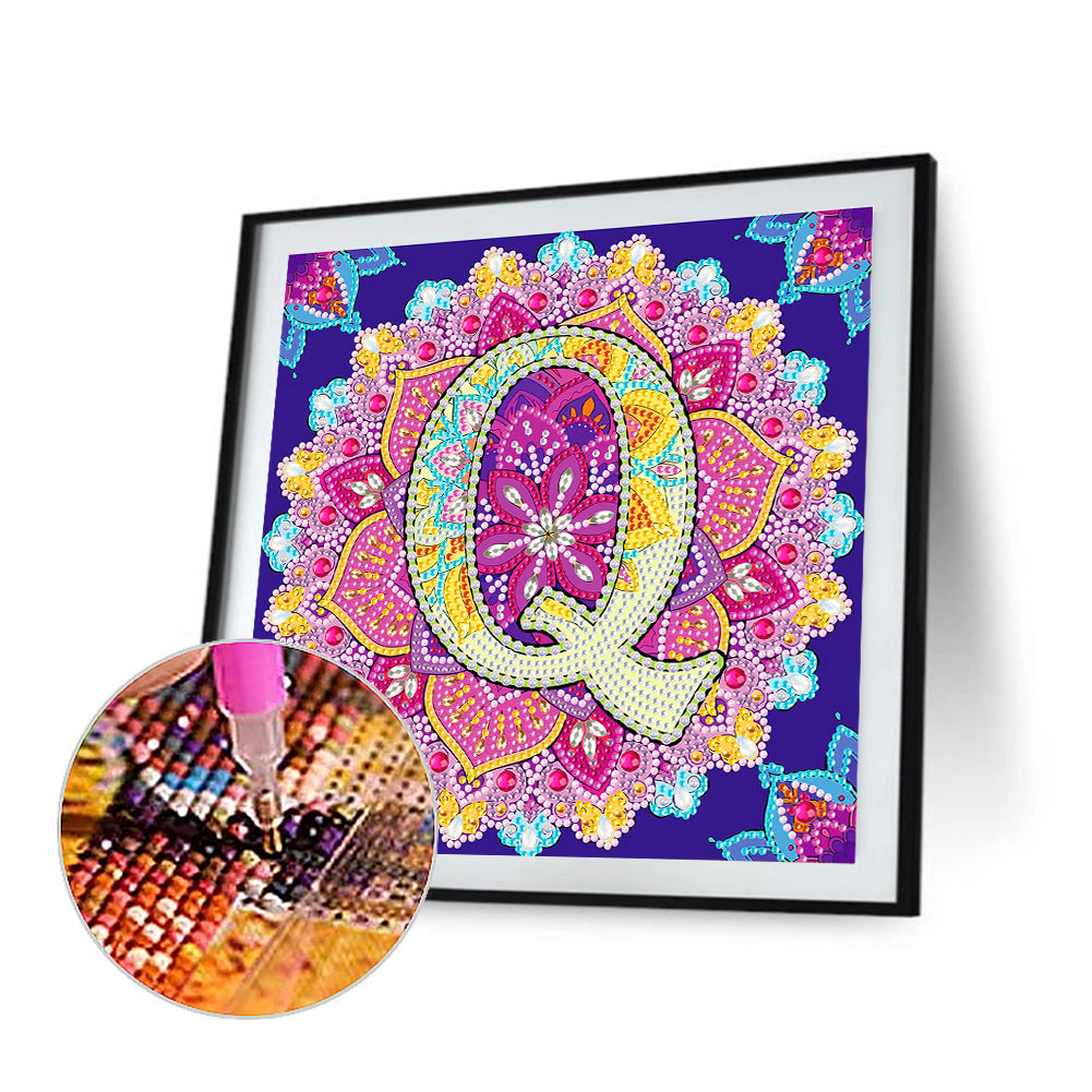 Q Letter Mandala - Special Shaped Drill Diamond Painting 30*30CM