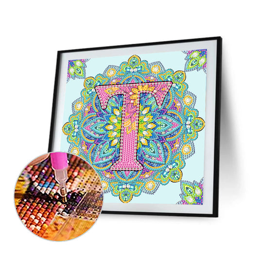 T Letter Mandala - Special Shaped Drill Diamond Painting 30*30CM