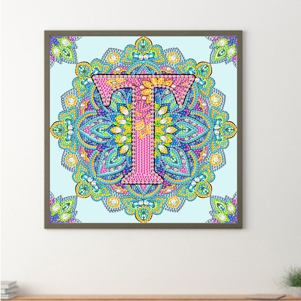 T Letter Mandala - Special Shaped Drill Diamond Painting 30*30CM