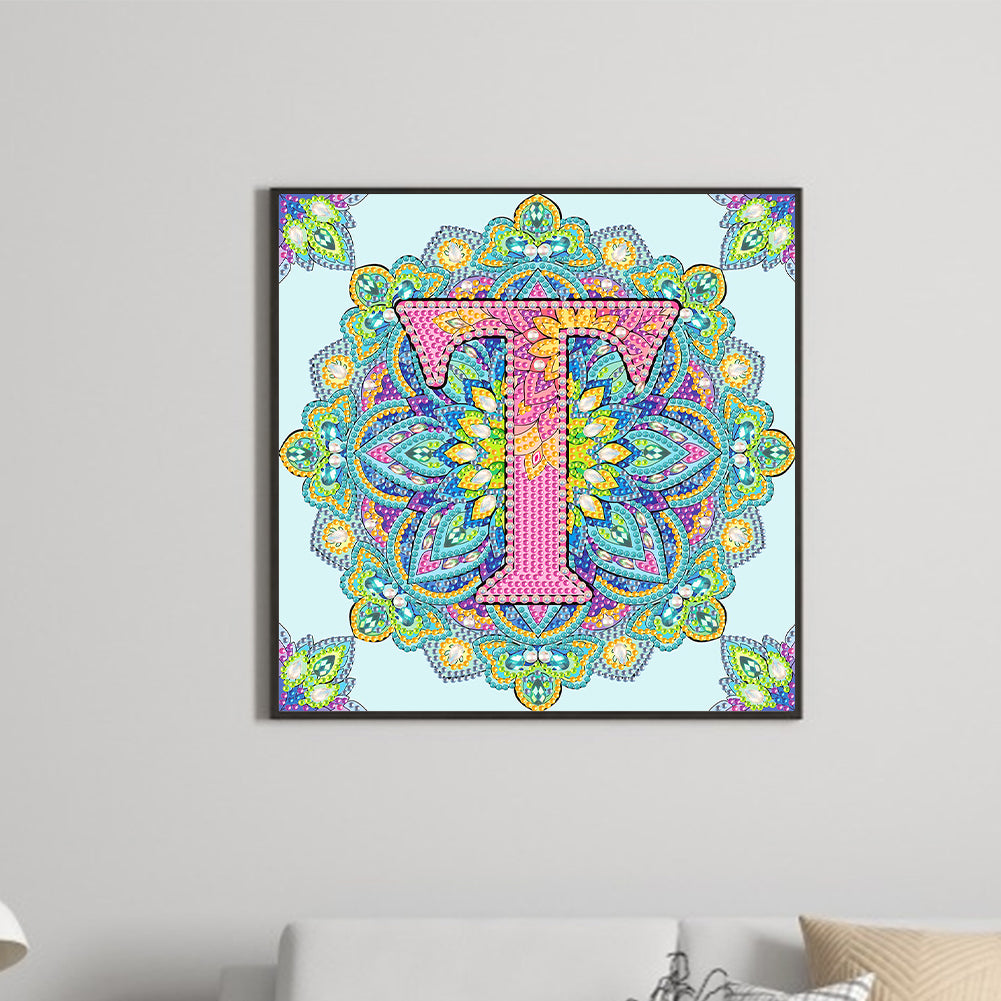 T Letter Mandala - Special Shaped Drill Diamond Painting 30*30CM