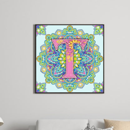 T Letter Mandala - Special Shaped Drill Diamond Painting 30*30CM