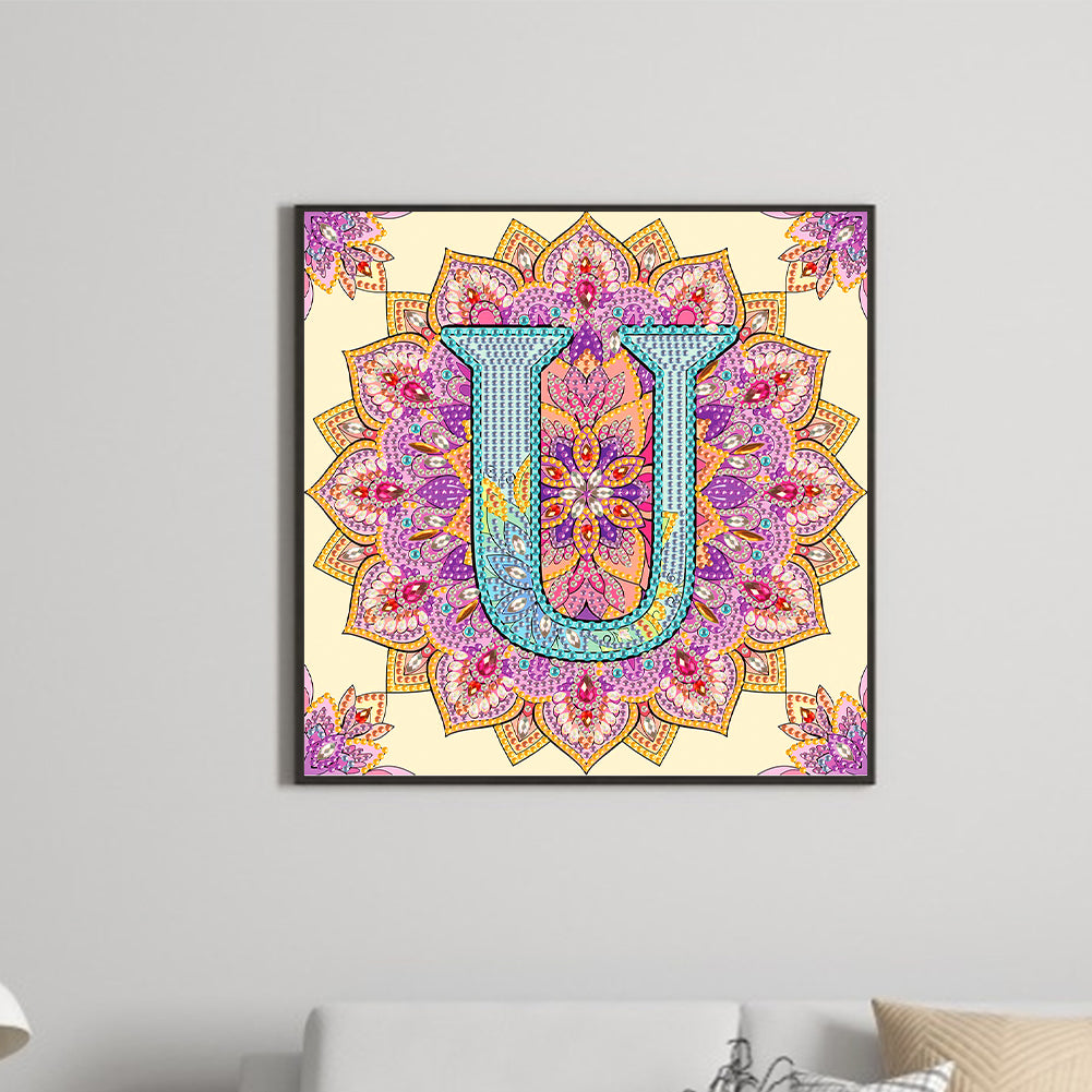 U Letter Mandala - Special Shaped Drill Diamond Painting 30*30CM