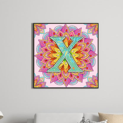 X Letter Mandala - Special Shaped Drill Diamond Painting 30*30CM