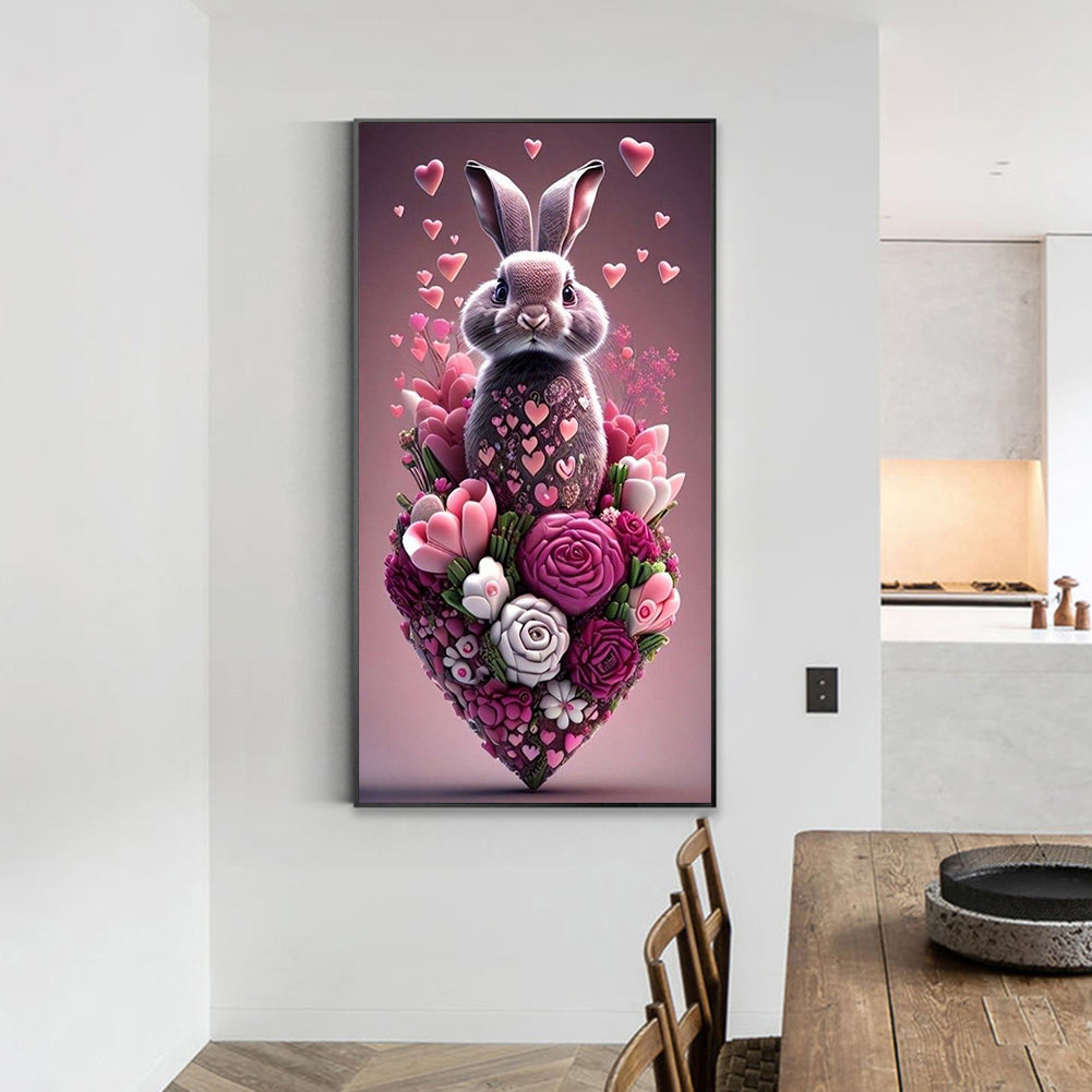 Love Flower Rabbit - Full Round Drill Diamond Painting 40*70CM