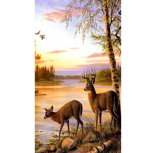 Forest Elk - Full Square Drill Diamond Painting 40*70CM