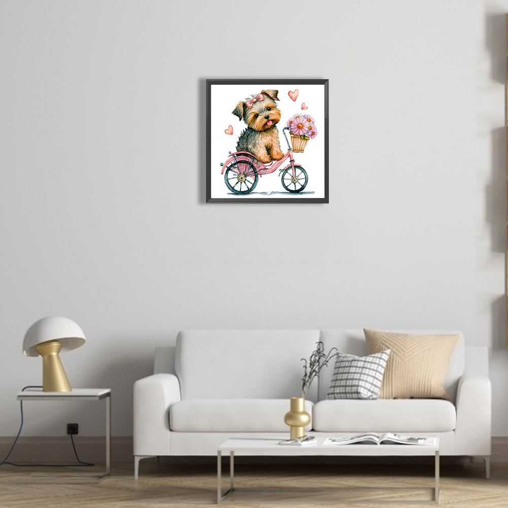 Dog And Bike - Full Round Drill Diamond Painting 30*30CM