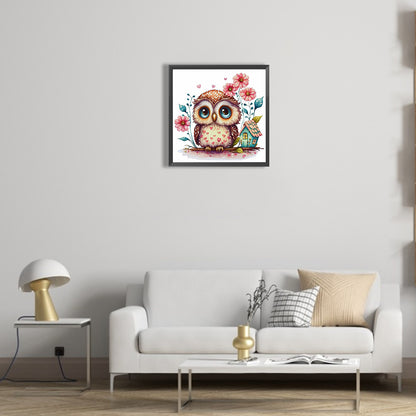 Owl And Its Little House - Full Round Drill Diamond Painting 30*30CM