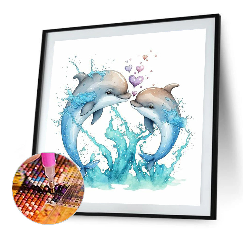 Love Dolphin - Full Round Drill Diamond Painting 30*30CM