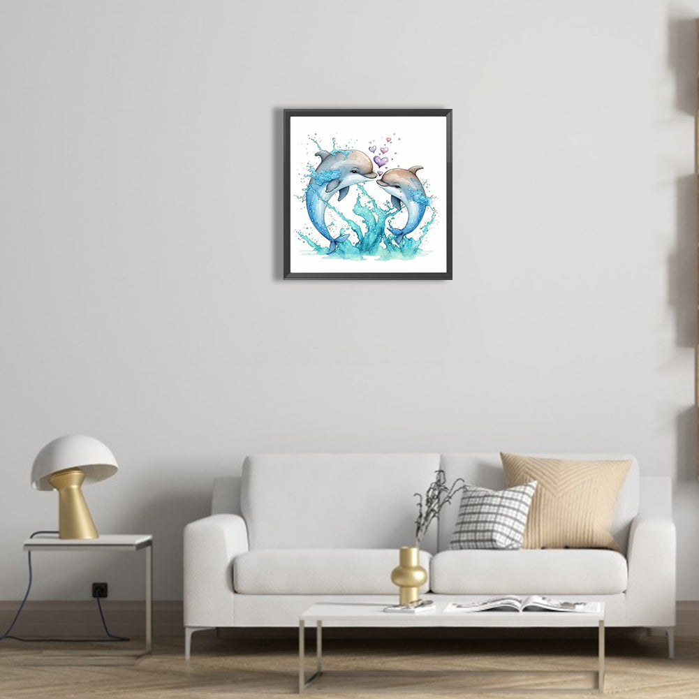 Love Dolphin - Full Round Drill Diamond Painting 30*30CM