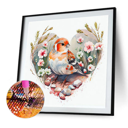 A Sparrow In Love - Full Round Drill Diamond Painting 30*30CM
