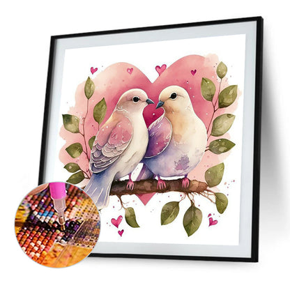 Two Pigeons In Love Animal Series - Full Round Drill Diamond Painting 30*30CM