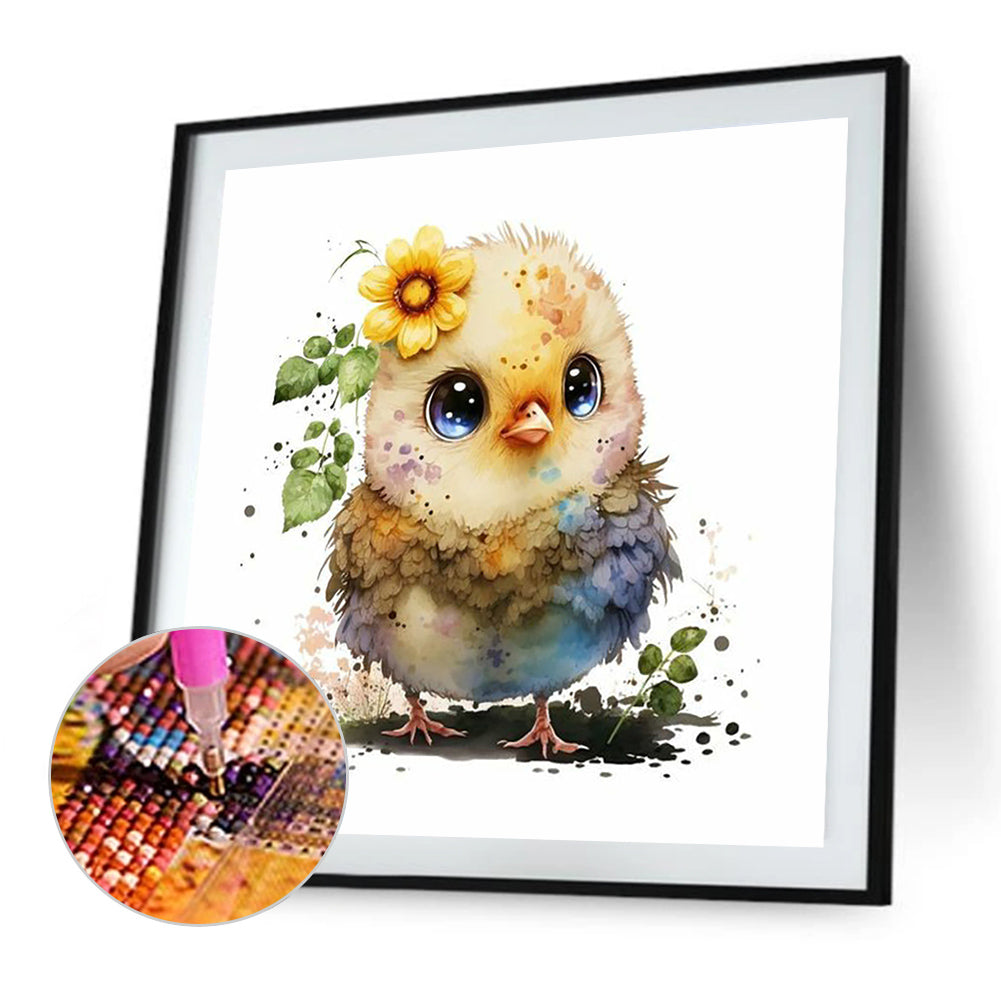 Little Yellow Chicken Playing In The Mud - Full Round Drill Diamond Painting 30*30CM