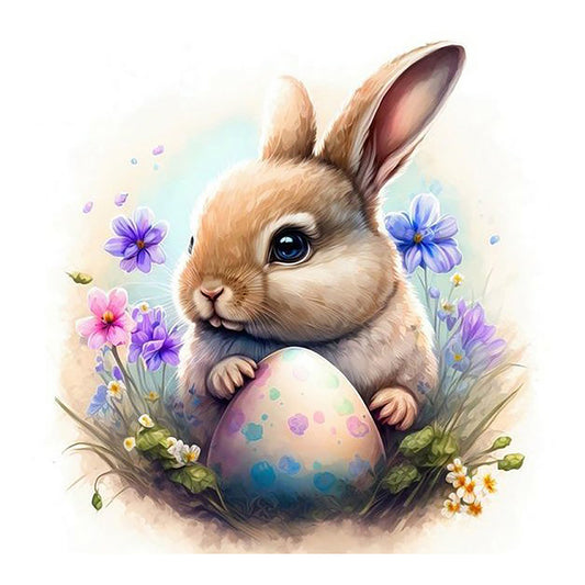 Rabbit Guarding Colored Eggs In The Grass - Full Round Drill Diamond Painting 30*30CM