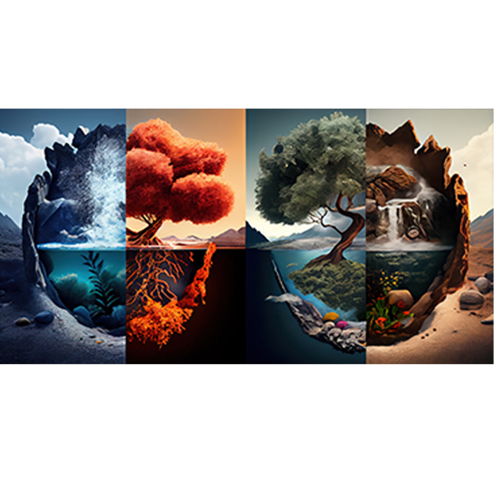 Four Seasons Of Yin And Yang - Full Square Drill Diamond Painting 80*40CM