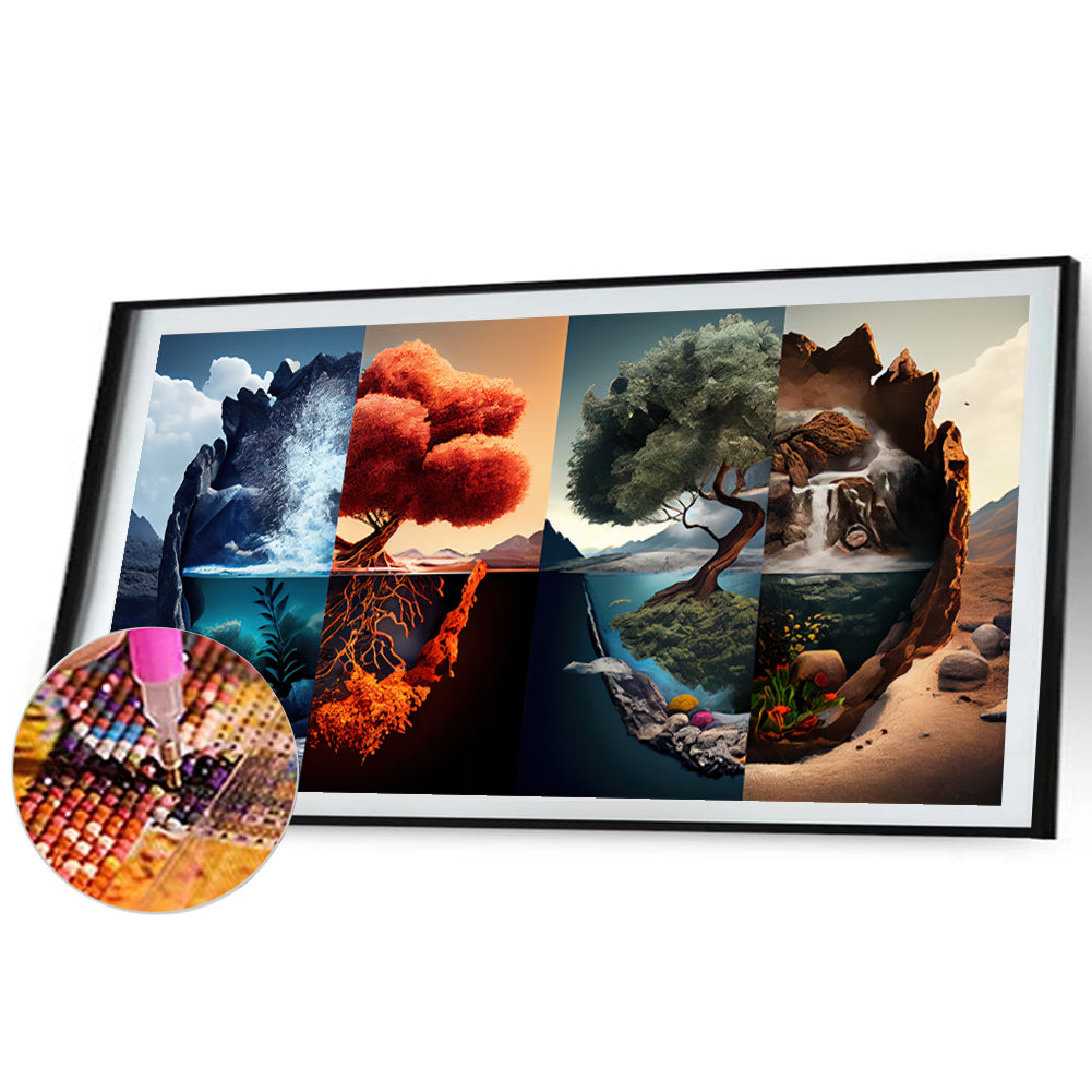 Four Seasons Of Yin And Yang - Full Square Drill Diamond Painting 80*40CM
