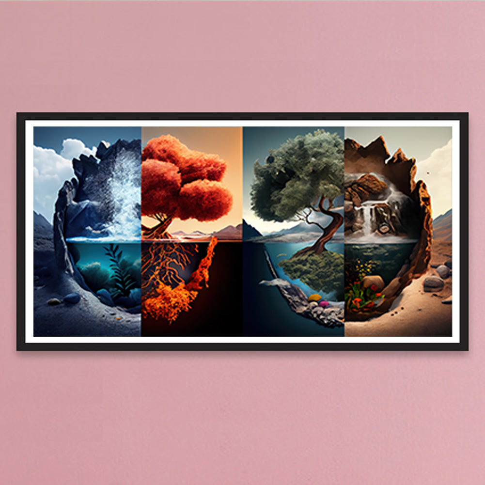 Four Seasons Of Yin And Yang - Full Square Drill Diamond Painting 80*40CM