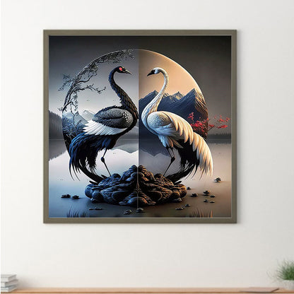 Crane Yin And Yang Diagram - Full Square Drill Diamond Painting 30*30CM
