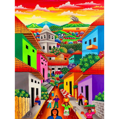 Colorful Building - Full Round Drill Diamond Painting 30*40CM