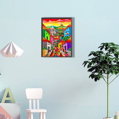 Colorful Building - Full Round Drill Diamond Painting 30*40CM