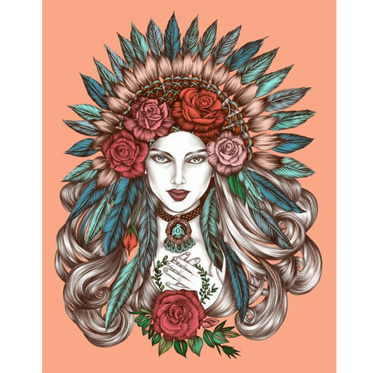 Woman - Full Round Drill Diamond Painting 40*50CM